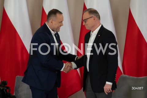  08.01.2026 WARSZAWA<br />SPOTKANIE PREZYDENTA KAROLA NAWROCKIEGO Z ANDRZEJEM DUDA<br />N/Z PREZYDENT KAROL NAWROCKI ANDRZEJ DUDA<br />FOT. MARCIN BANASZKIEWICZ / FOTONEWS  