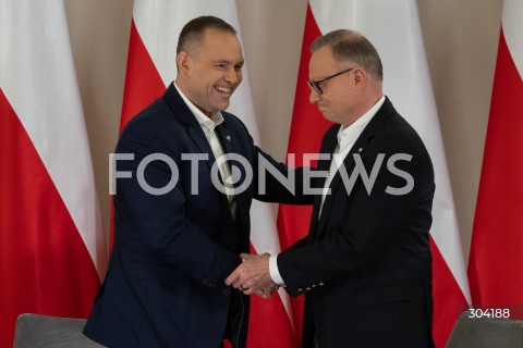  08.01.2026 WARSZAWA<br />SPOTKANIE PREZYDENTA KAROLA NAWROCKIEGO Z ANDRZEJEM DUDA<br />N/Z PREZYDENT KAROL NAWROCKI ANDRZEJ DUDA<br />FOT. MARCIN BANASZKIEWICZ / FOTONEWS  