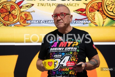  22.01.2026 WARSZAWA<br />KONFERENCJA PRASOWA PRZED 34. FINALEM WOSP<br />N/Z JERZY JUREK OWSIAK<br />FOT. MARCIN BANASZKIEWICZ / FOTONEWS  