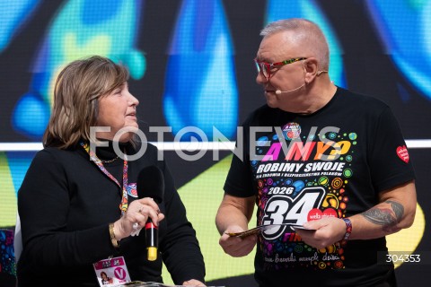  22.01.2026 WARSZAWA<br />KONFERENCJA PRASOWA PRZED 34. FINALEM WOSP<br />N/Z JERZY JUREK OWSIAK LIDIA NIEDZWIEDZKA OWSIAK<br />FOT. MARCIN BANASZKIEWICZ / FOTONEWS  