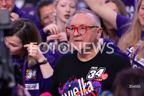  25.01.2026 WARSZAWA<br />34. FINAL WIELKIEJ ORKIESTRY SWIATECZNEJ POMOCY<br />N/Z JERZY JUREK OWSIAK<br /> 