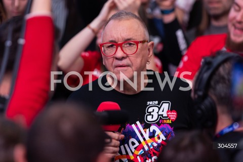  25.01.2026 WARSZAWA<br />34. FINAL WIELKIEJ ORKIESTRY SWIATECZNEJ POMOCY<br />N/Z JERZY JUREK OWSIAK<br /> 