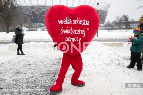  25.01.2026 WARSZAWA<br />34. FINAL WIELKIEJ ORKIESTRY SWIATECZNEJ POMOCY<br />N/Z SERDUSZKO WOSP MASKOTKA<br /> 