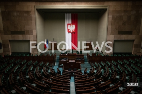  23.02.2026 WARSZAWA<br />KONFERENCJA PRASOWA EUROPOSLOW PIS<br />N/Z SEJM SALA PLENARNA PUSTA <br />FOT. MARCIN BANASZKIEWICZ/FOTONEWS  