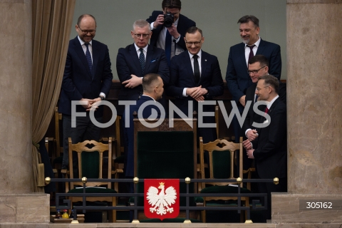  26.02.2026 WARSZAWA<br />POSIEDZENIE SEJMU<br />EXPOSE MINISTRA SPRAW ZAGRANICZNYCH<br />N/Z KAROL NAWROCKI MARCIN PRZYDACZ ZBIGNIEW BOGUCKI SLAWOMIR CENCKIEWICZ RAFAL LESKIEWICZ PAWEL SZEFERNAKER<br />FOT. MARCIN BANASZKIEWICZ/FOTONEWS  
