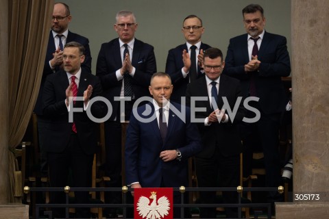  26.02.2026 WARSZAWA<br />POSIEDZENIE SEJMU<br />EXPOSE MINISTRA SPRAW ZAGRANICZNYCH<br />N/Z KAROL NAWROCKI MARCIN PRZYDACZ ZBIGNIEW BOGUCKI SLAWOMIR CENCKIEWICZ RAFAL LESKIEWICZ PAWEL SZEFERNAKER<br />FOT. MARCIN BANASZKIEWICZ/FOTONEWS  