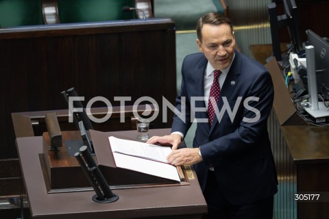  26.02.2026 WARSZAWA<br />POSIEDZENIE SEJMU<br />EXPOSE MINISTRA SPRAW ZAGRANICZNYCH<br />N/Z RADOSLAW SIKORSKI<br />FOT. MARCIN BANASZKIEWICZ/FOTONEWS  