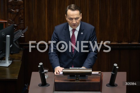 26.02.2026 WARSZAWA<br />POSIEDZENIE SEJMU<br />EXPOSE MINISTRA SPRAW ZAGRANICZNYCH<br />N/Z RADOSLAW SIKORSKI<br />FOT. MARCIN BANASZKIEWICZ/FOTONEWS  