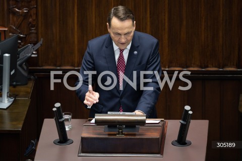  26.02.2026 WARSZAWA<br />POSIEDZENIE SEJMU<br />EXPOSE MINISTRA SPRAW ZAGRANICZNYCH<br />N/Z RADOSLAW SIKORSKI<br />FOT. MARCIN BANASZKIEWICZ/FOTONEWS  
