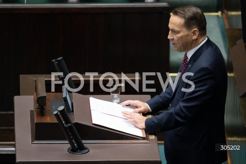  26.02.2026 WARSZAWA<br />POSIEDZENIE SEJMU<br />EXPOSE MINISTRA SPRAW ZAGRANICZNYCH<br />N/Z RADOSLAW SIKORSKI<br />FOT. MARCIN BANASZKIEWICZ/FOTONEWS  