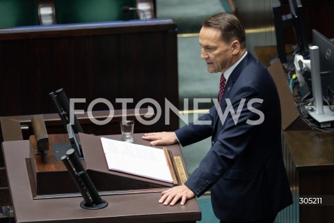  26.02.2026 WARSZAWA<br />POSIEDZENIE SEJMU<br />EXPOSE MINISTRA SPRAW ZAGRANICZNYCH<br />N/Z RADOSLAW SIKORSKI<br />FOT. MARCIN BANASZKIEWICZ/FOTONEWS  