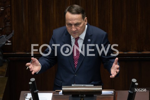  26.02.2026 WARSZAWA<br />POSIEDZENIE SEJMU RP<br />N/Z RADOSLAW SIKORSKI<br />FOT. MARCIN BANASZKIEWICZ/FOTONEWS  