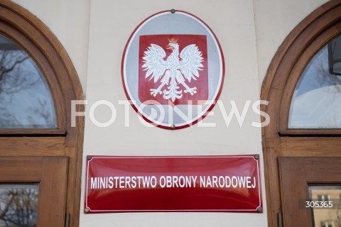  06.03.2026 WARSZAWA<br />SPOTKANIE SZEFA MON Z KOMISARZEM DS. OBRONY I PRZESTRZENI KOSMICZNEJ UE<br />POLISH DEFENCE MINISTER MEETS EU COMMISSIONER FOR DEFENCE AND SPACE<br />N/Z MINISTERSTWO OBRONY NARODOWEJ MON ZDJECIE ILUSTRACYJNE ILUSTRANT TABLICA TABLICZKA <br />FOT. MARCIN BANASZKIEWICZ/FOTONEWS  