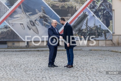  06.03.2026 WARSZAWA<br />SPOTKANIE SZEFA MON Z KOMISARZEM DS. OBRONY I PRZESTRZENI KOSMICZNEJ UE<br />POLISH DEFENCE MINISTER MEETS EU COMMISSIONER FOR DEFENCE AND SPACE<br />N/Z ANDRIUS KUBILIUS WLADYSLAW KOSINIAK KAMYSZ<br />FOT. MARCIN BANASZKIEWICZ/FOTONEWS  