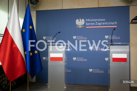  07.03.2026 WARSZAWA<br />KONFERENCJA PRASOWA MINISTRA SPRAW ZAGRANICZNYCH I MINISTRA SPORTU I TURYSTYKI<br />N/Z MINISTERSTWO SPRAW ZAGRANICZNYCH MSZ<br />FOT. MARCIN BANASZKIEWICZ/FOTONEWS  