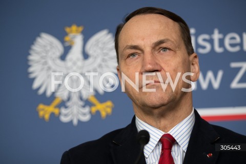  07.03.2026 WARSZAWA<br />KONFERENCJA PRASOWA MINISTRA SPRAW ZAGRANICZNYCH I MINISTRA SPORTU I TURYSTYKI<br />N/Z RADOSLAW SIKORSKI<br />FOT. MARCIN BANASZKIEWICZ/FOTONEWS  