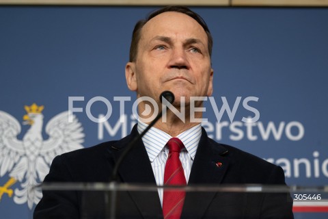  07.03.2026 WARSZAWA<br />KONFERENCJA PRASOWA MINISTRA SPRAW ZAGRANICZNYCH I MINISTRA SPORTU I TURYSTYKI<br />N/Z RADOSLAW SIKORSKI<br />FOT. MARCIN BANASZKIEWICZ/FOTONEWS  