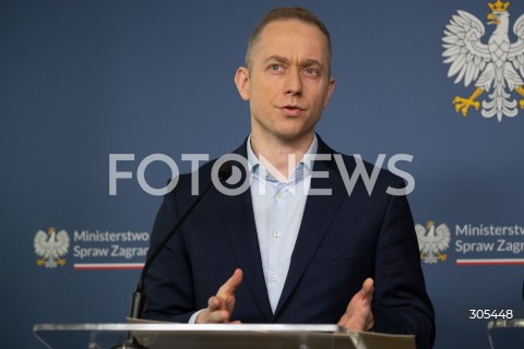  07.03.2026 WARSZAWA<br />KONFERENCJA PRASOWA MINISTRA SPRAW ZAGRANICZNYCH I MINISTRA SPORTU I TURYSTYKI<br />N/Z CEZARY TOMCZYK<br />FOT. MARCIN BANASZKIEWICZ/FOTONEWS  