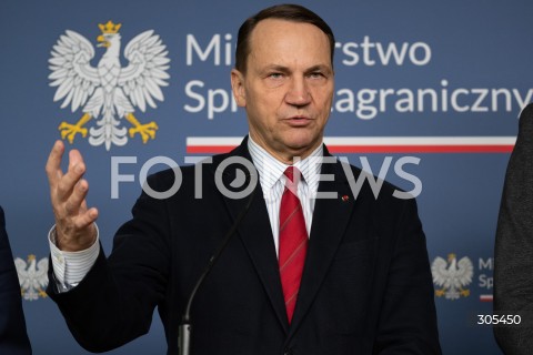  07.03.2026 WARSZAWA<br />KONFERENCJA PRASOWA MINISTRA SPRAW ZAGRANICZNYCH I MINISTRA SPORTU I TURYSTYKI<br />N/Z RADOSLAW SIKORSKI<br />FOT. MARCIN BANASZKIEWICZ/FOTONEWS  