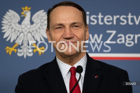  07.03.2026 WARSZAWA<br />KONFERENCJA PRASOWA MINISTRA SPRAW ZAGRANICZNYCH I MINISTRA SPORTU I TURYSTYKI<br />N/Z RADOSLAW SIKORSKI<br />FOT. MARCIN BANASZKIEWICZ/FOTONEWS  