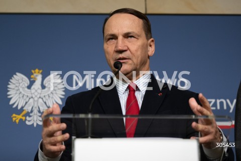  07.03.2026 WARSZAWA<br />KONFERENCJA PRASOWA MINISTRA SPRAW ZAGRANICZNYCH I MINISTRA SPORTU I TURYSTYKI<br />N/Z RADOSLAW SIKORSKI<br />FOT. MARCIN BANASZKIEWICZ/FOTONEWS  