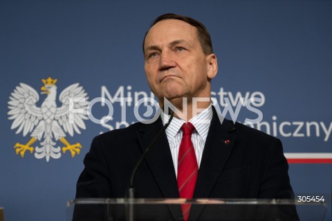  07.03.2026 WARSZAWA<br />KONFERENCJA PRASOWA MINISTRA SPRAW ZAGRANICZNYCH I MINISTRA SPORTU I TURYSTYKI<br />N/Z RADOSLAW SIKORSKI<br />FOT. MARCIN BANASZKIEWICZ/FOTONEWS  