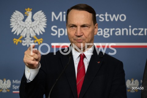  07.03.2026 WARSZAWA<br />KONFERENCJA PRASOWA MINISTRA SPRAW ZAGRANICZNYCH I MINISTRA SPORTU I TURYSTYKI<br />N/Z RADOSLAW SIKORSKI<br />FOT. MARCIN BANASZKIEWICZ/FOTONEWS  