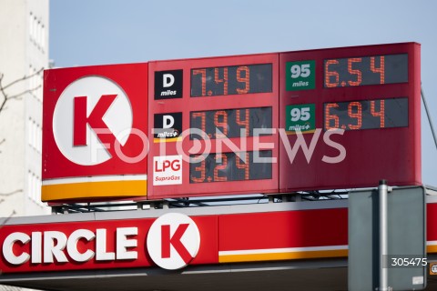  07.03.2026 WARSZAWA<br />STACJE BENZYNOWE<br />DROZEJACE PALIWO<br />N/Z CIRCLE K CENY PALIW <br />FOT. MARCIN BANASZKIEWICZ/FOTONEWS  