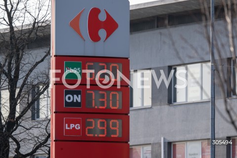  07.03.2026 WARSZAWA<br />STACJE BENZYNOWE<br />DROZEJACE PALIWO<br />N/Z CARREFOUR CENY PALIW <br />FOT. MARCIN BANASZKIEWICZ/FOTONEWS  