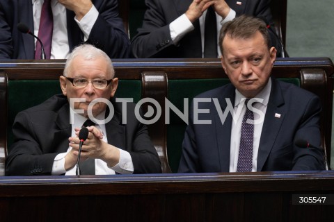  13.03.2026 WARSZAWA<br />POSIEDZENIE SEJMU RP<br />N/Z JAROSLAW KACZYNSKI MARIUSZ BLASZCZAK<br />FOT. MARCIN BANASZKIEWICZ/FOTONEWS  
