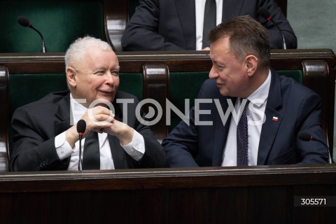  13.03.2026 WARSZAWA<br />POSIEDZENIE SEJMU RP<br />N/Z JAROSLAW KACZYNSKI MARIUSZ BLASZCZAK<br />FOT. MARCIN BANASZKIEWICZ/FOTONEWS  