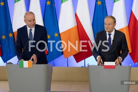 31.03.2026 WARSZAWA<br />SPOTKANIE PREMIERA DONALDA TUSKA Z PREMIEREM REPUBLIKI IRLANDII MICHEALEM MARTINEM<br /><br />MEETING OF THE PRIME MINISTER OF POLAND DONALD TUSK WITH THE TAOISEACH OF THE REPUBLIC OF IRELAND MICHEAL MARTIN<br /><br />N/Z MICHEAL MARTIN DONALD TUSK<br />FOT. MARCIN BANASZKIEWICZ/FOTONEWS  