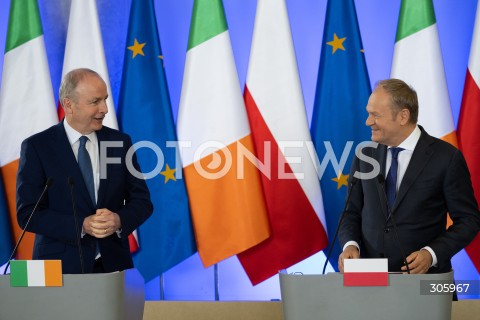  31.03.2026 WARSZAWA<br />SPOTKANIE PREMIERA DONALDA TUSKA Z PREMIEREM REPUBLIKI IRLANDII MICHEALEM MARTINEM<br /><br />MEETING OF THE PRIME MINISTER OF POLAND DONALD TUSK WITH THE TAOISEACH OF THE REPUBLIC OF IRELAND MICHEAL MARTIN<br /><br />N/Z MICHEAL MARTIN DONALD TUSK<br />FOT. MARCIN BANASZKIEWICZ/FOTONEWS  
