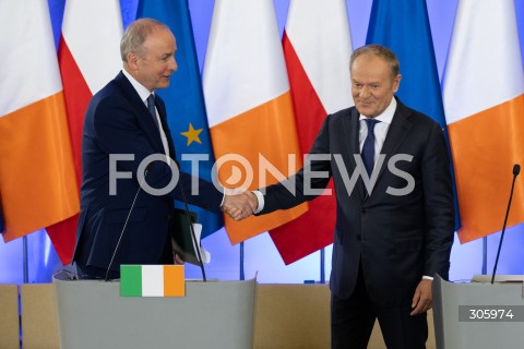  31.03.2026 WARSZAWA<br />SPOTKANIE PREMIERA DONALDA TUSKA Z PREMIEREM REPUBLIKI IRLANDII MICHEALEM MARTINEM<br /><br />MEETING OF THE PRIME MINISTER OF POLAND DONALD TUSK WITH THE TAOISEACH OF THE REPUBLIC OF IRELAND MICHEAL MARTIN<br /><br />N/Z MICHEAL MARTIN DONALD TUSK<br />FOT. MARCIN BANASZKIEWICZ/FOTONEWS  