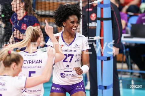  15.04.2026 RZESZOW <br />SIATKOWKA <br />TAURONLIGA LIGA SIATKOWKI KOBIET LSK 2025/2026 <br />FINAL - MECZ NR 1<br />POLISH WOMEN VOLLEYBALL LEAGUE <br />MECZ KS DEVELOPRES RZESZOW - PGE BUDOWLANI LODZ<br />N/Z TAYLOR BANNISTER RADOSC EMOCJE <br /> 