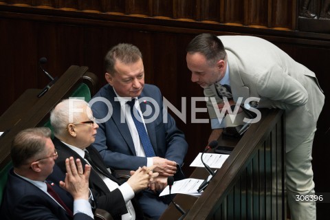  17.04.2026 WARSZAWA<br />POSIEDZENIE SEJMU RP<br />N/Z PRZEMYSLAW CZARNEK JAROSLAW KACZYNSKI MARIUSZ BLASZCZAK JANUSZ KOWALSKI<br />FOT. MARCIN BANASZKIEWICZ/FOTONEWS  