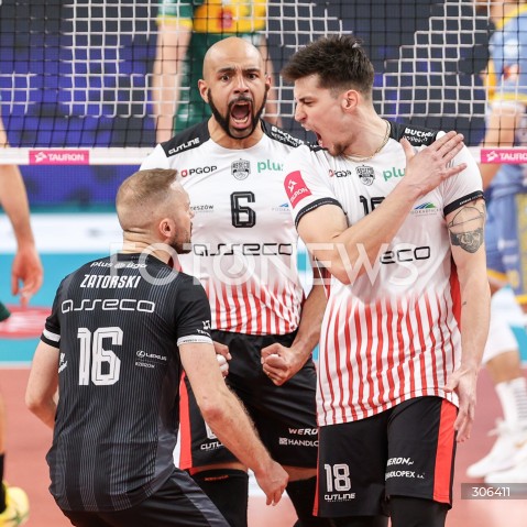  18.04.2026 RZESZOW<br />SIATKOWKA MEZCZYZN<br />PLUSLIGA SEZON 2025/2026<br />POLFINAL - 2. MECZ ( SEMIFINAL ) <br />PLUS LIGA POLISH MEN VOLLEYBALL LEAGUE<br />MECZ ASSECO RESOVIA RZESZOW  - ALURON CMC WARTA ZAWIERCIE <br />N/Z DANNY DEMYANENKO KLEMEN CEBULJ RADOSC EMOCJE <br /> 