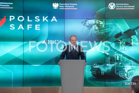  08.05.2026 WARSZAWA<br />UROCZYSTOSC PODPISANIA UMOWY W SPRAWIE SAFE<br />N/Z PREMIER DONALD TUSK<br /> 