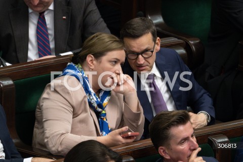  15.05.2026 WARSZAWA<br />POSIEDZENIE SEJMU RP<br />N/Z OLGA SEMENIUK PATKOWSKA MATEUSZ MORAWIECKI<br />FOT. MARCIN BANASZKIEWICZ/FOTONEWS  