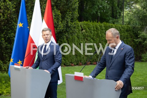  20.05.2026 WARSZAWA<br />SPOTKANIE PREMIERA DONALDA TUSKA Z PREMIEREM WEGIER PETEREM MAGYAREM W WARSZAWIE <br />KONFERENCJA PRASOWA<br />N/Z PETER MAGYAR PREMIER DONALD TUSK<br /> 