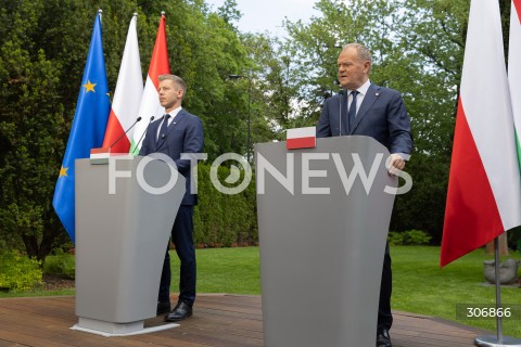  20.05.2026 WARSZAWA<br />SPOTKANIE PREMIERA DONALDA TUSKA Z PREMIEREM WEGIER PETEREM MAGYAREM W WARSZAWIE <br />KONFERENCJA PRASOWA<br />N/Z PETER MAGYAR PREMIER DONALD TUSK<br /> 