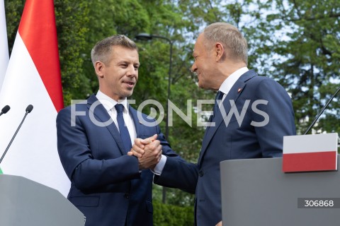  20.05.2026 WARSZAWA<br />SPOTKANIE PREMIERA DONALDA TUSKA Z PREMIEREM WEGIER PETEREM MAGYAREM W WARSZAWIE <br />KONFERENCJA PRASOWA<br />N/Z PETER MAGYAR PREMIER DONALD TUSK<br /> 
