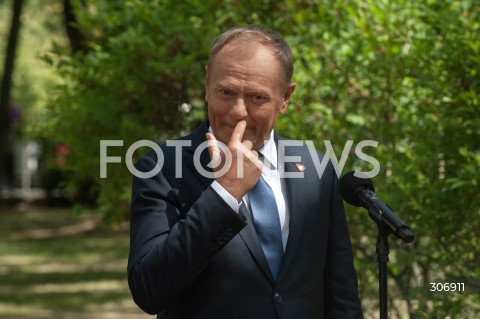  09.06.2026 WARSZAWA<br />KONFERENCJA PRASOWA PREMIERA TUSKA WICEPREMIERA KOSINIAKA KAMYSZA I KANDYDATKI NA PREZYDENTA KRAKOWA<br />N/Z PREMIER DONALD TUSK<br /> 