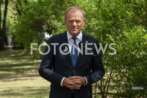  09.06.2026 WARSZAWA<br />KONFERENCJA PRASOWA PREMIERA TUSKA WICEPREMIERA KOSINIAKA KAMYSZA I KANDYDATKI NA PREZYDENTA KRAKOWA<br />N/Z PREMIER DONALD TUSK<br /> 