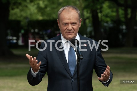  09.06.2026 WARSZAWA<br />KONFERENCJA PRASOWA PREMIERA TUSKA WICEPREMIERA KOSINIAKA KAMYSZA I KANDYDATKI NA PREZYDENTA KRAKOWA<br />N/Z PREMIER DONALD TUSK<br /> 