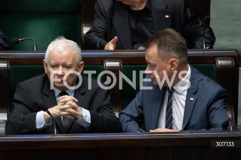  19.06.2026 WARSZAWA<br />POSIEDZENIE SEJMU RP<br />N/Z JAROSLAW KACZYNSKI MARIUSZ BLASZCZAK<br />FOT. MARCIN BANASZKIEWICZ/FOTONEWS  