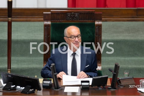  29.07.2026 WARSZAWA<br />POSIEDZENIE SEJMU RP<br />N/Z MARSZALEK WLODZIMIERZ CZARZASTY<br />FOT. MARCIN BANASZKIEWICZ/FOTONEWS  