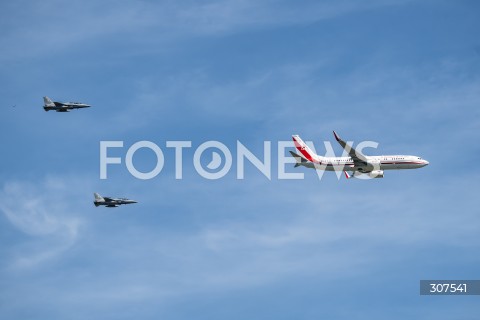  15.08.2026 WARSZAWA<br />SWIETO WOJSKA POLSKIEGO<br />DEFILADA POWIETRZNA<br />POLSKA SAFE<br />N/Z SAMOLOT SAMOLOTY RZADOWY BOEING 737 FA-50 FIGHTING FIGTHER<br />FOT. MARCIN BANASZKIEWICZ/FOTONEWS  
