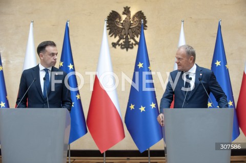  19.08.2026 WARSZAWA<br />KONFERENCJA W KPRM<br />N/Z PREMIER DONALD TUSK ANDRZEJ DOMANSKI<br /> 
