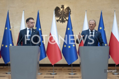  19.08.2026 WARSZAWA<br />KONFERENCJA W KPRM<br />N/Z PREMIER DONALD TUSK ANDRZEJ DOMANSKI<br /> 